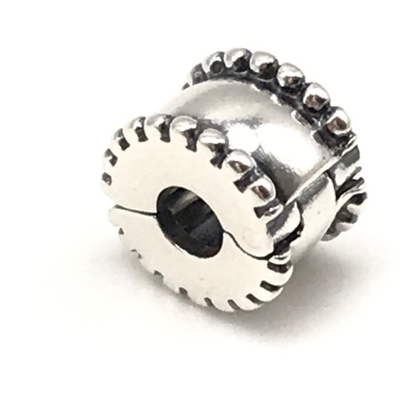 Pandora Beveled Ridges Clip Retired Bead Charm - Picture 5 of 6